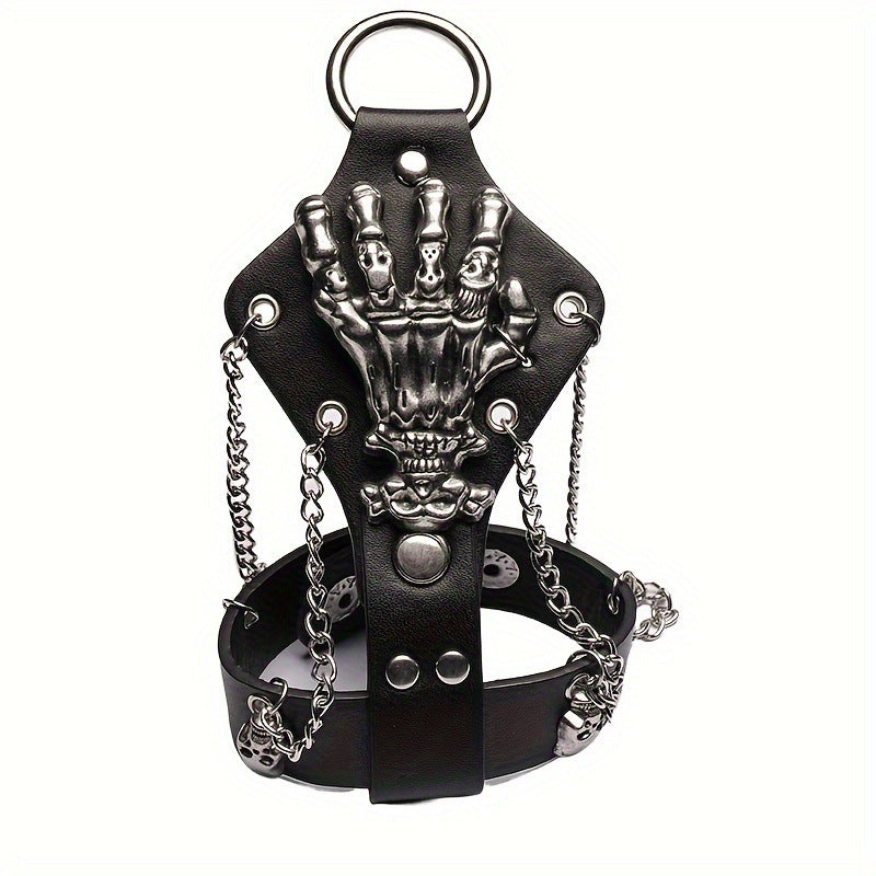 Wholesale punk rivet skull bracelet for men